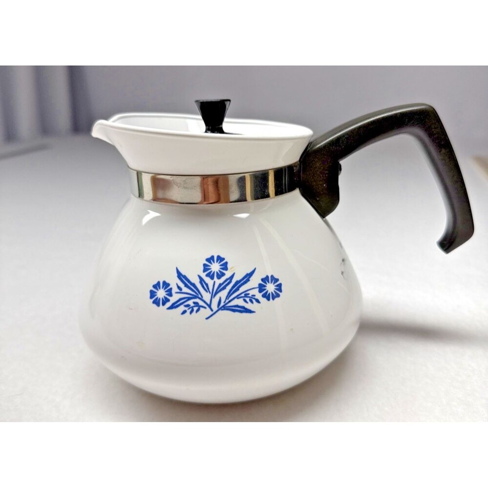 Corning Ware Blue Cornflower 6 Cup Tea Pot Coffee Kettle w Lid Vintage USA